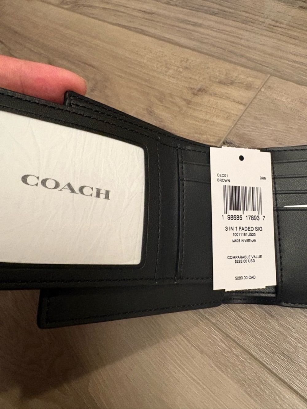 Coach Monogram Bifold Wallet - Black & Gold - Picture 5 of 6